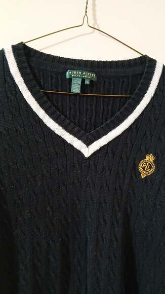 Polo Ralph Lauren Black & Cream Cricket Sweater - Picture 5 of 6